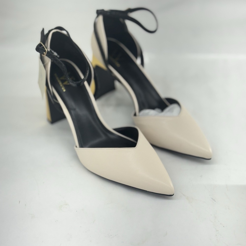 Worthington Lambert Pointed Closed Toe Flared Gold Heel New Party Wedding Holida